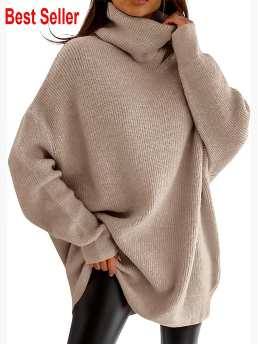Oversized Batwing Turtleneck Pullover Sweater Loose Knit Jumper Top
